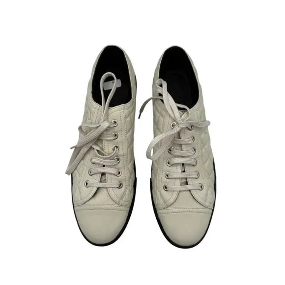 CHANEL Caviar Quilted CC Sneakers in Dark White – Size 40